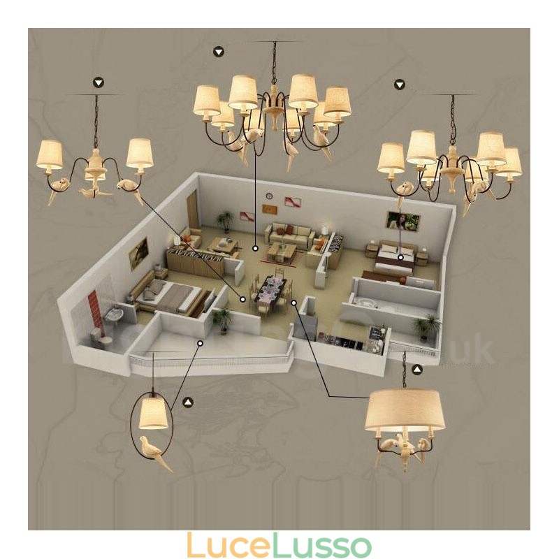 Lampada a sospensione rustica vintage a 3 luci