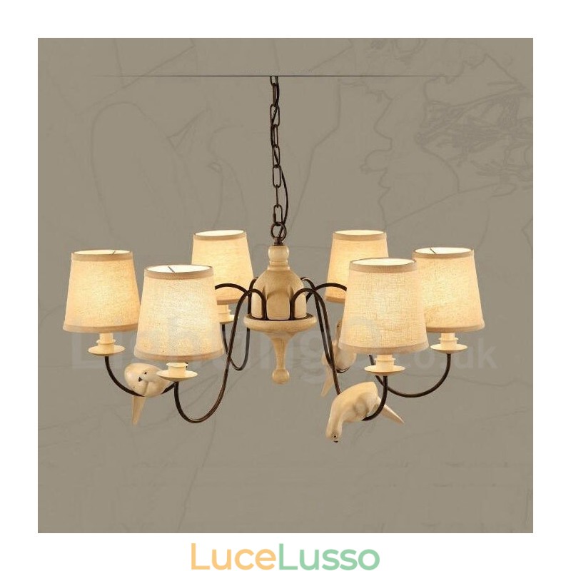 Lampada a sospensione rustica vintage a 6 luci