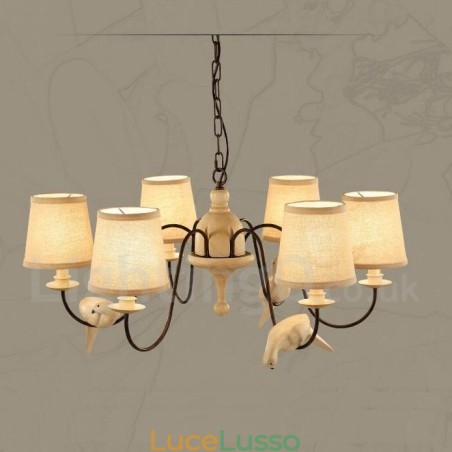 Lampada a sospensione rustica vintage a 6 luci Lampada a sospensione rustica vintage a 6 luci