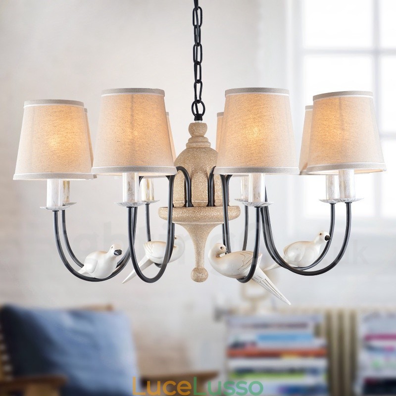 Lampada a sospensione rustica vintage da 8 luci