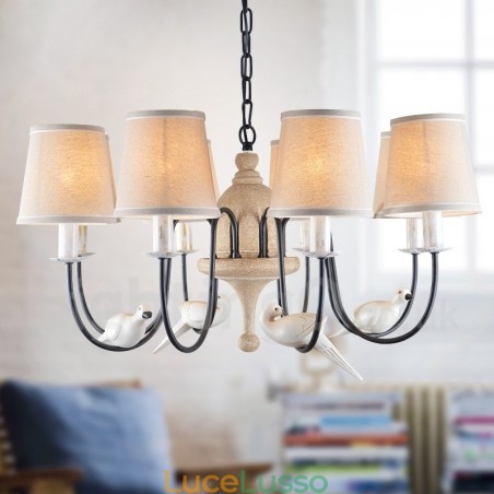 Lampada a sospensione rustica vintage da 8 luci Lampada a sospensione rustica vintage da 8 luci