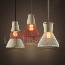 1 luce pendente rustica in metallo e cemento