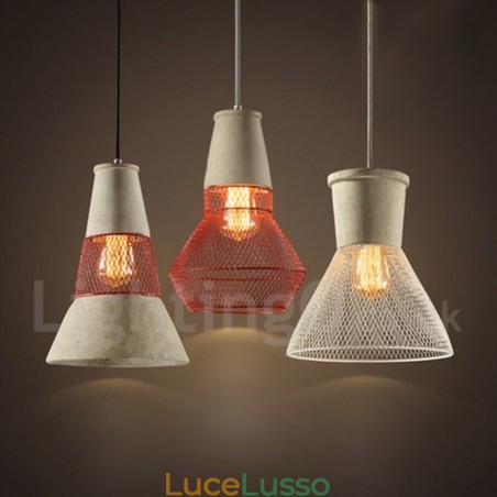 1 luce pendente rustica in metallo e cemento 1 luce pendente rustica in metallo e cemento