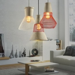 1 luce pendente rustica in metallo e cemento