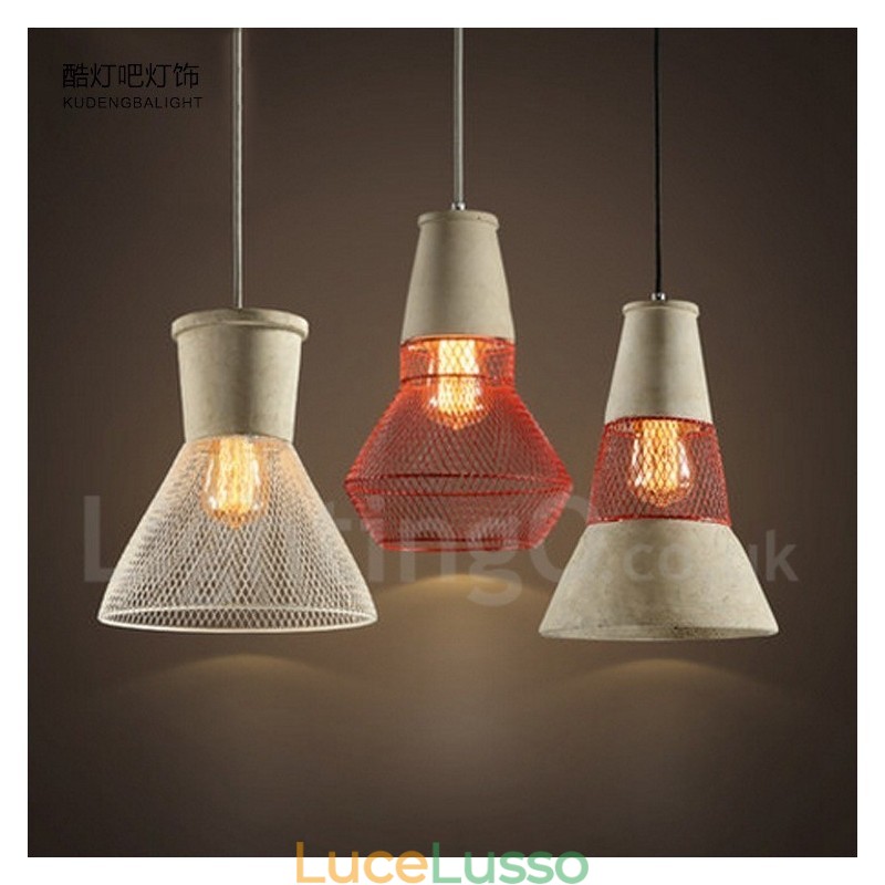 1 luce pendente rustica in metallo e cemento