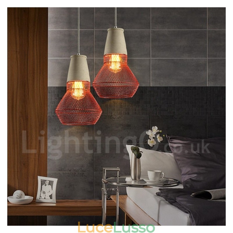 1 luce pendente rustica in metallo e cemento