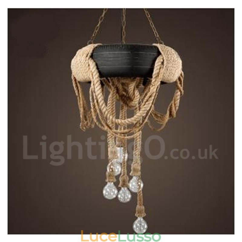 Lampada a sospensione Country Vintage a 6 luci