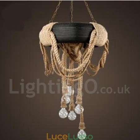Lampada a sospensione Country Vintage a 6 luci Lampada a sospensione Country Vintage a 6 luci