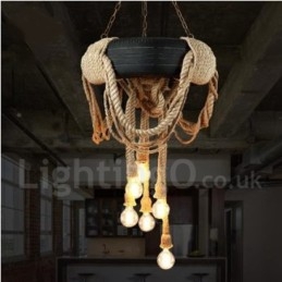 Lampada a sospensione Country Vintage a 6 luci