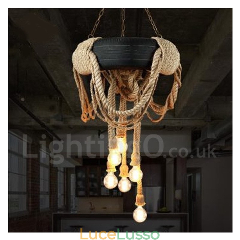 Lampada a sospensione Country Vintage a 6 luci