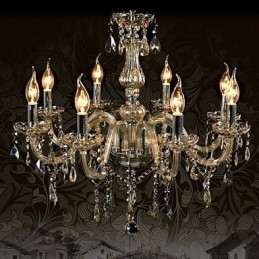 Lampadario di cristallo di lusso a 8 luci, colore cognac, lampadario di cristallo K9