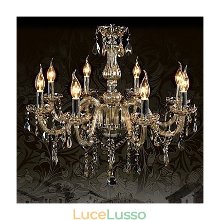 Lampadario di cristallo di lusso a 8 luci, colore cognac, lampadario di cristallo K9 Lampadario di cristallo di lusso a 8 luci, colore cognac, lampadario di cristallo K9