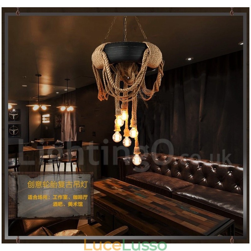 Lampada a sospensione Country Vintage a 6 luci