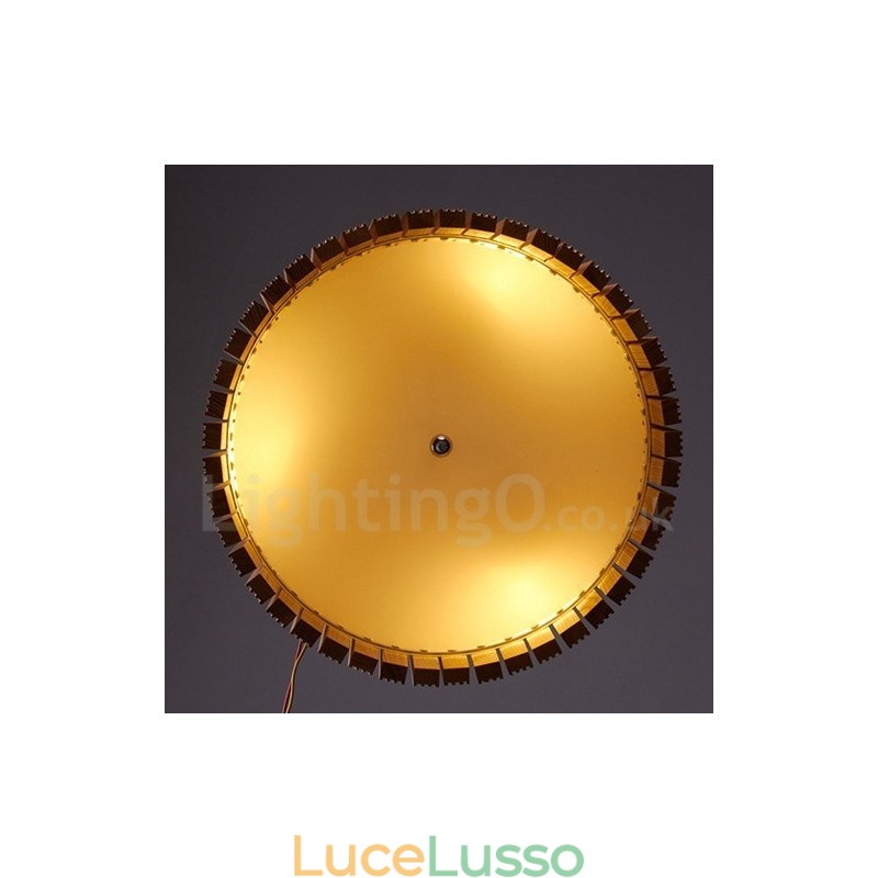 Lampada a sospensione moderna e contemporanea a tamburo in legno