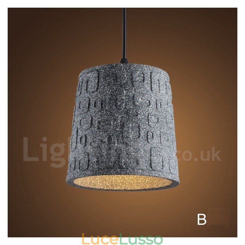 Lampada a sospensione retrò vintage in cemento a 1 luce