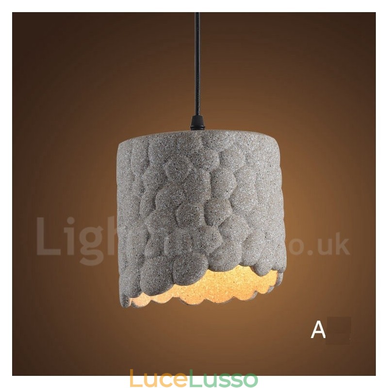 Lampada a sospensione retrò vintage in cemento a 1 luce