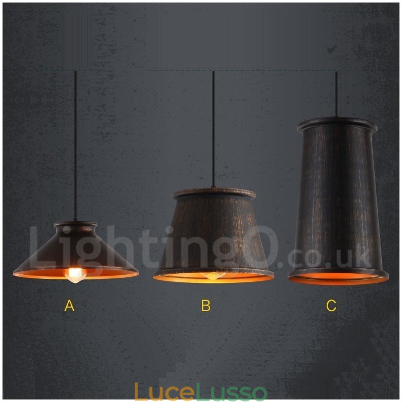 Lampada a sospensione in metallo retrò vintage a 1 luce