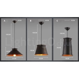 Lampada a sospensione in metallo retrò vintage a 1 luce