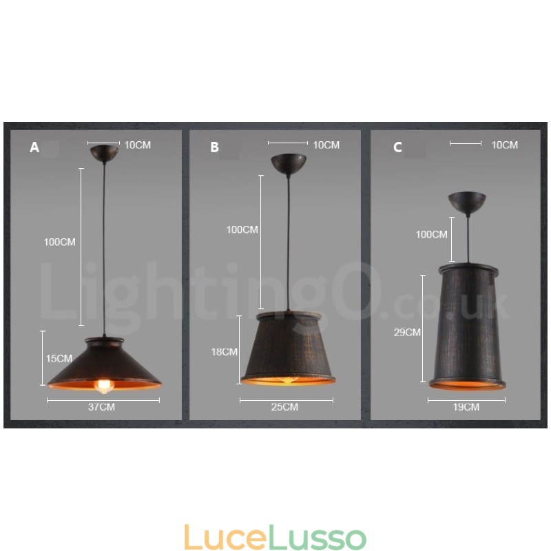 Lampada a sospensione in metallo retrò vintage a 1 luce