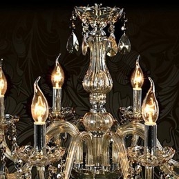Lampadario di cristallo di lusso a 8 luci, colore cognac, lampadario di cristallo K9