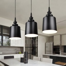 Lampada a sospensione moderna contemporanea nera a 3 luci