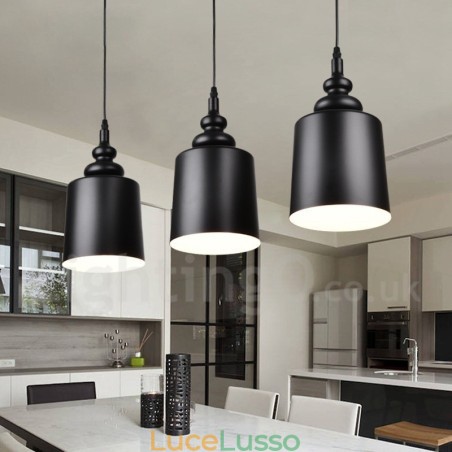 Lampada a sospensione moderna contemporanea nera a 3 luci Lampada a sospensione moderna contemporanea nera a 3 luci