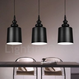 Lampada a sospensione moderna contemporanea nera a 3 luci
