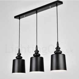 Lampada a sospensione moderna contemporanea nera a 3 luci