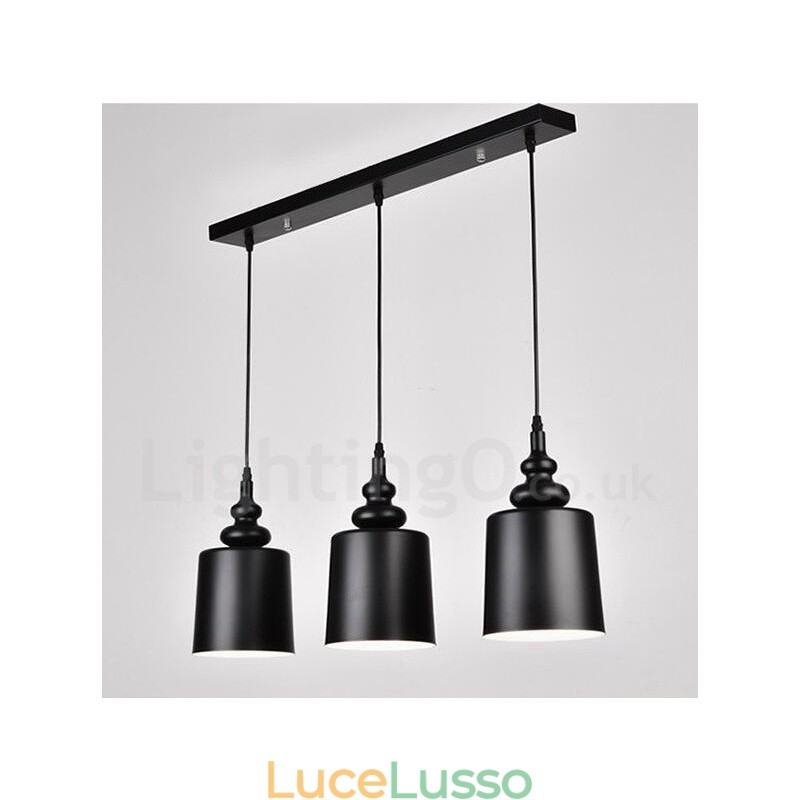 Lampada a sospensione moderna contemporanea nera a 3 luci