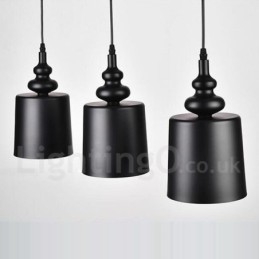 Lampada a sospensione moderna contemporanea nera a 3 luci