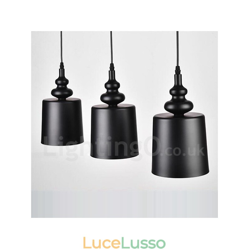 Lampada a sospensione moderna contemporanea nera a 3 luci