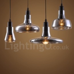 Lampada a sospensione retrò vintage a 1 luce con paralume in vetro