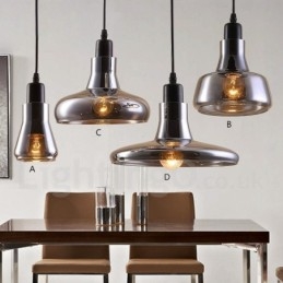 Lampada a sospensione retrò vintage a 1 luce con paralume in vetro
