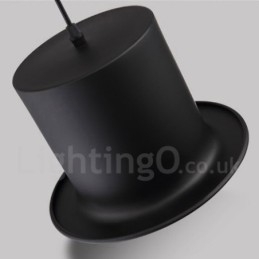 Lampada a sospensione retrò vintage a forma di cappello in metallo nero con 1 luce