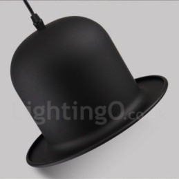 Lampada a sospensione retrò vintage a forma di cappello in metallo nero con 1 luce