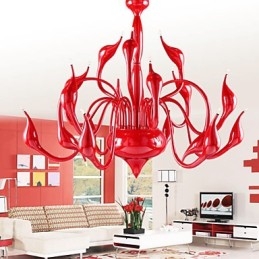 Lampadario moderno 18 luci G4 dipinto rosso