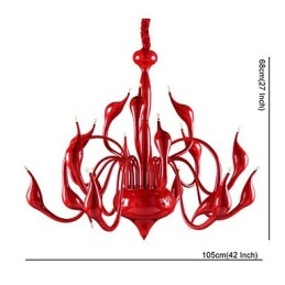 Lampadario moderno 18 luci G4 dipinto rosso