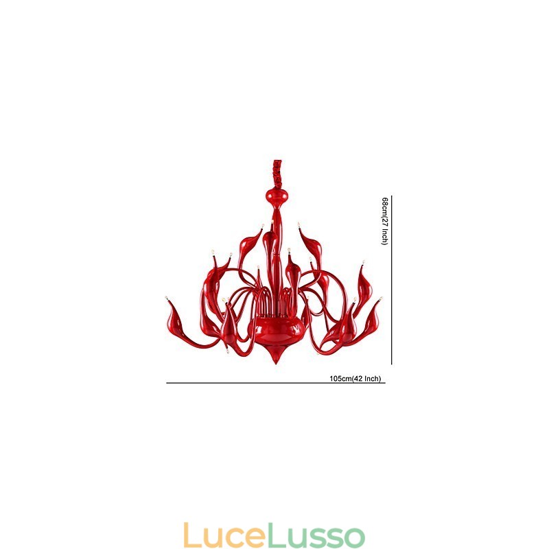 Lampadario moderno 18 luci G4 dipinto rosso