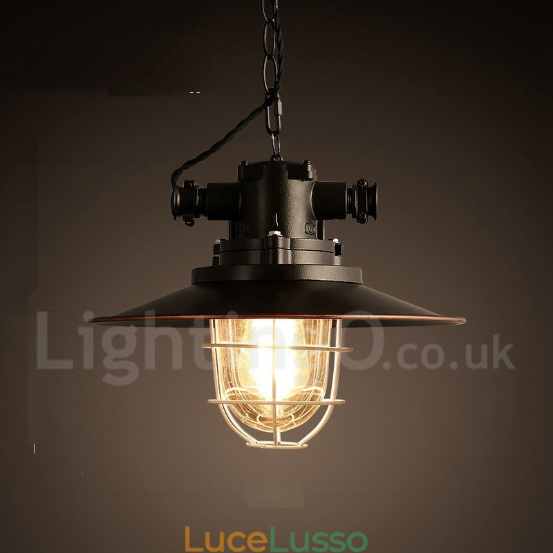 Lampada a sospensione retrò vintage in metallo a 1 luce