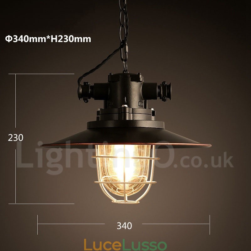Lampada a sospensione retrò vintage in metallo a 1 luce