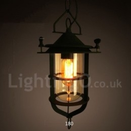 Lampada a sospensione retrò vintage in metallo a 1 luce