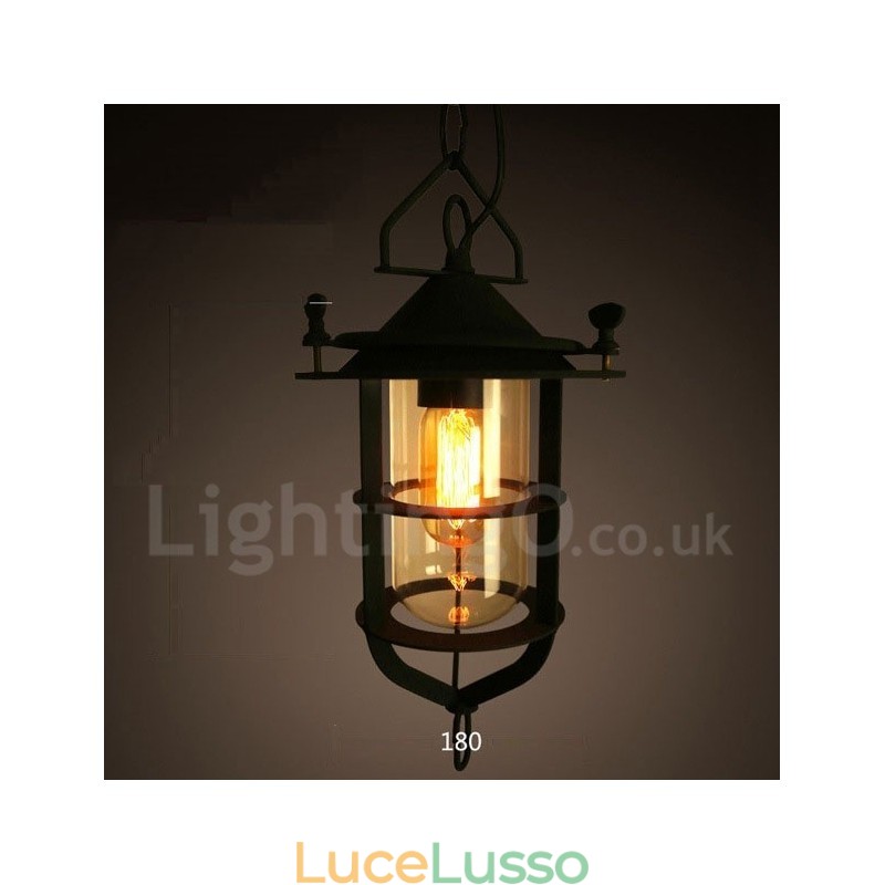 Lampada a sospensione retrò vintage in metallo a 1 luce