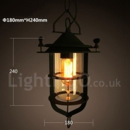 Lampada a sospensione retrò vintage in metallo a 1 luce