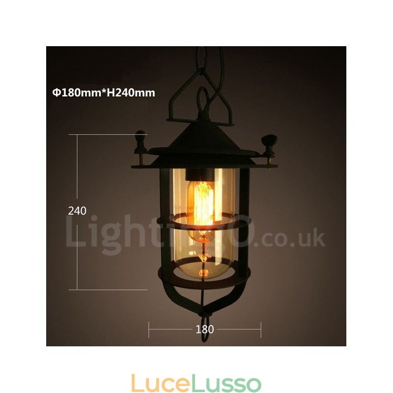 Lampada a sospensione retrò vintage in metallo a 1 luce