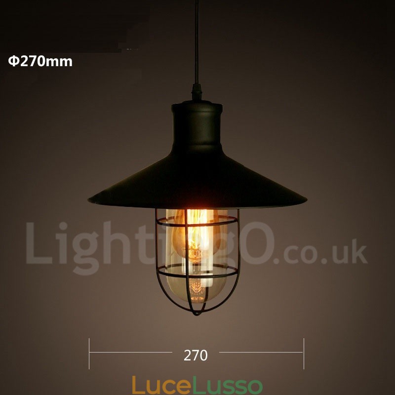 Lampada a sospensione retrò vintage in metallo a 1 luce