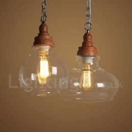 Lampada a sospensione retrò vintage con paralume in vetro
