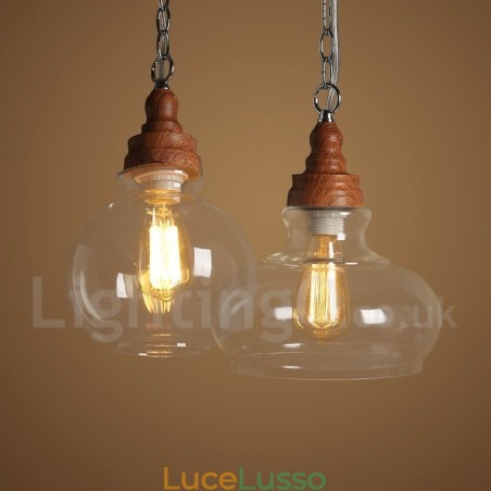 Lampada a sospensione retrò vintage con paralume in vetro Lampada a sospensione retrò vintage con paralume in vetro
