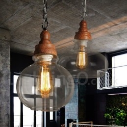 Lampada a sospensione retrò vintage con paralume in vetro