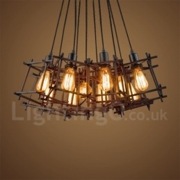 Lampada a sospensione in metallo retrò vintage (paralumi multipli con un pendente fisso) (selezionare la quantità del paralume qui sotto)