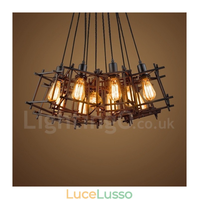 Lampada a sospensione in metallo retrò vintage (paralumi multipli con un pendente fisso) (selezionare la quantità del paralume qui sotto)